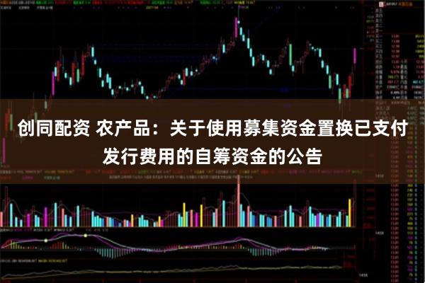 创同配资 农产品：关于使用募集资金置换已支付发行费用的自筹资金的公告